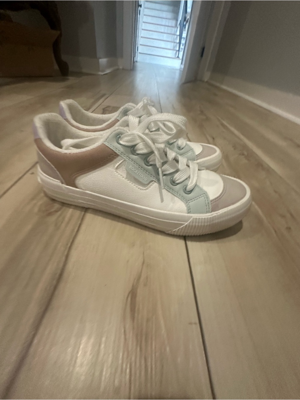 Rocket Dog White Sneakers with Pink and Mint Accents